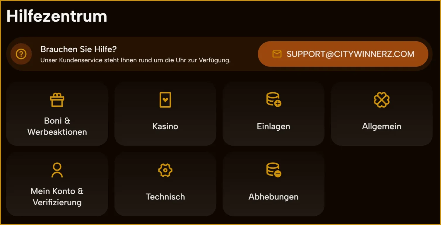 CityWinnerz Casino Kundensupport